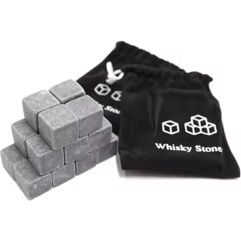Natural Granite Whiskey Stones Sipping Reusable Ice Cube Whisky Stone Wine Racks Cooler Wedding Gift