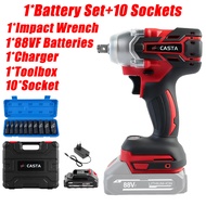 CASTA Kunci Pas Impak & Bor Listrik Tanpa Kabel Tanpa Sikat 2IN1 Perkakas Listrik Kunci Ratchet Bor 