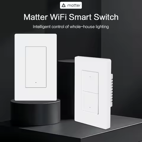 Zemismart Matter WiFi 3-Way Smart Switch US Push Button Wall Light Switch Work with Google Assistant