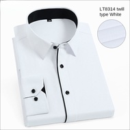 White Shirt for Men Long Sleeves Office Business Button-down Dress Shirts Casual Male Korean Fashion