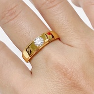 แหวนทองฝังเพชร 4mm. งานเรียบหรู  แหวนทอง2สลึง แหวนเพชร เครื่องประดับ ทองชุบ ทองปลอม 0162