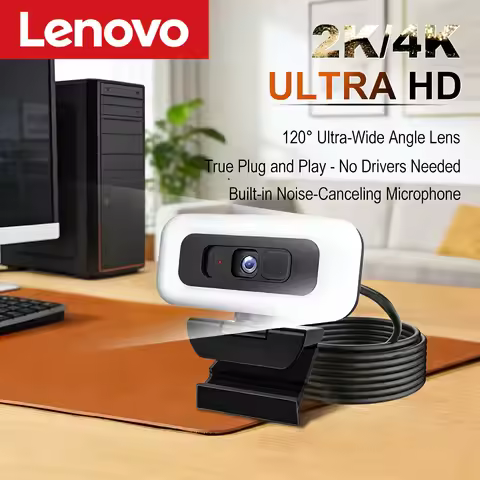 Lenovo 4K HD Mini Webcam Portable 1080P Webcam With Microphone Light Laptop Desktop Computer For Liv