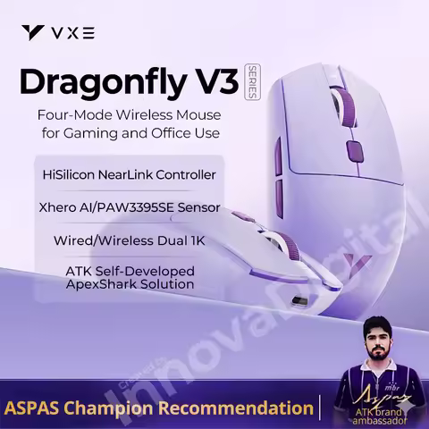 ATK VXE Dragonfly V3 Pro Wireless Gaming Mouse 4-Mode Ultra-lightweight Bluetooth Office Rechargeabl