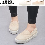 Plaid Shop * [KM625] Latex Insole 3cm Ribbed Small Fragrance Plain Leather Thick-Soled Casual Lazy S
