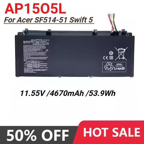 New AP15O5L AP1505L 53.9Wh Laptop Battery for Acer Aspire SF514-51 Swift 5 S5-371-52JR S5-371-7278 7