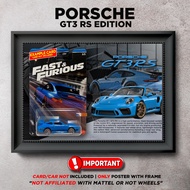 Gambar Frame Diecast Hotwheels Porsche 911 GT3 RS Berserta Poster