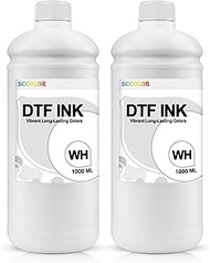 DTF Ink 2PK 1000ML DTF White Ink Premium DTF Ink Water Base Digital Inkjet Ink Refill for Direct to