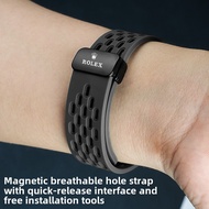 18mm 19mm 20mm 22mm Magnetic Silicone Rubber Watch Band for Rolex Submariner/GMT-Master/Air-King - B