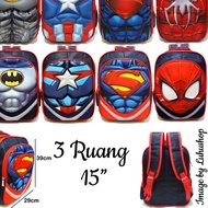 Elementary School Bag / Kindergarten School Backpack Boys Superhero Muscle Embossed Batman Spiderman Captain