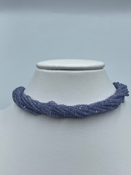 สร้อยคอลูกปัดแทนซาไนต์ธรรมชาติ 2.5-3.0 มม. Natural tanzanite 2.5-3.0 MM round faceted beaded necklac