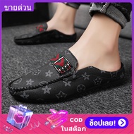 【Promotions】Korean ครึ่งรองเท้าสำหรับชายครึ่งรองเท้าแตะแบนรองเท้าแตะรองเท้าแตะรองเท้า Loafers สำหรับ