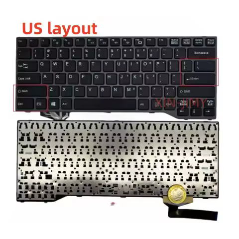 US Laptop Keyboard for Fujitsu Lifebook E733 E734 E743 E744 U745 E546 E547 E544 E736 E746 Series Gra