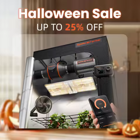 Spider Farmer 1.2x0.6x1.8m Smart Grow Tent Kit with GGS+SF2000 301H EVO LED Grow Light+6” Clip Fan+4