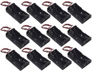 WAYLLSHINE 12Pcs 2 x 1.5V AA Battery Holder Case Box, 2 AA Battery Holder with Wire Leads