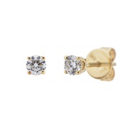 Poh Heng Jewellery 18K Solitaire Diamond Earrings Yellow Gold