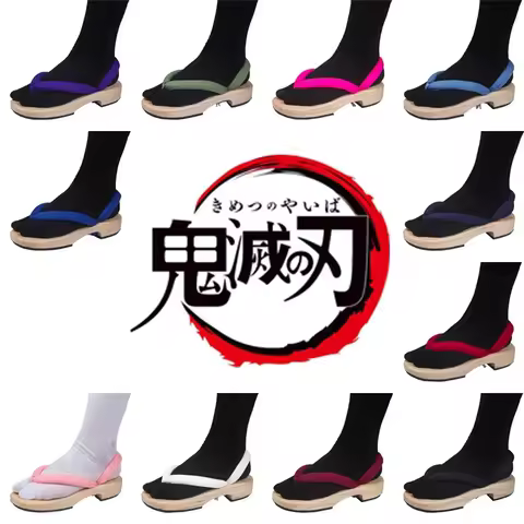 Cosplay Shoes Kimetsu No Yaiba Kamado Tanjirou Clogs Sandals Kamado Nezuko Geta Agatsuma Zenitsu Fli