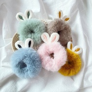 1pcs Fake Rabbit Fur Ball Elastic Hair Band Cute Girls Cat Ear Pompom Hair Rope Bithday Gift