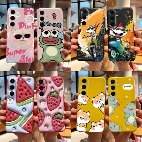 For Samsung Galaxy S24 FE Cute Bear Cartoon Frog Pattern Phone Case For Samsung S24 FE 5G S 24fe S24