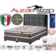 Aussie Sleep 5 Zone Pocketed Spring + Top 12 Inch Mattress Italia Sunno Miracle