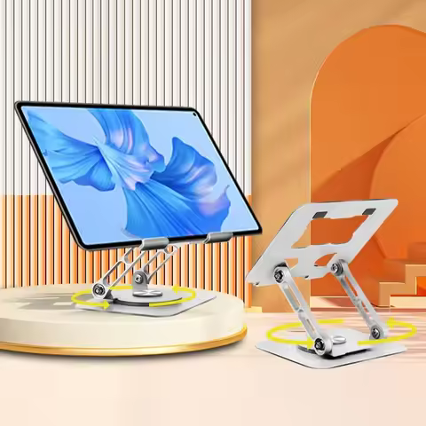 Adjustable Tablet Phone Computer Stand & 360 Rotating Base Foldable Laptop Riser Desk Holder For Mac