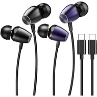 2Pek Fon Kepala Berwayar dengan Penyambung USB-C untuk iPhone 17 16 15 Pro Max 16e, Fon Telinga USB 