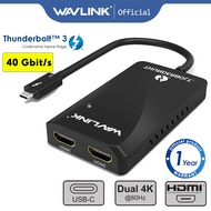 Wavlink Thunderbolt 3 40Gbps Fast Type C To Dual HDMI Display Adapter For 4K 5K Monitor Laptop