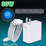 Realme 80W Super VOOC Flash Charging Fast Charger Type C With Type-C Charger Cable Power Adapter