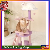 Wooden Cat Tree Cat Climbing Tree Play House Scratch Tower with Sarang Rumah Kucing Solid Wood Climbing Condo 貓爬架