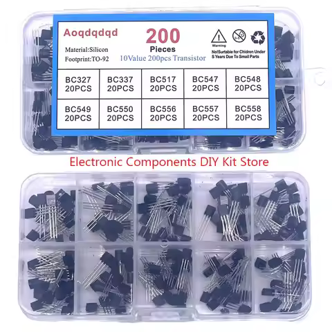 200PCS TO-92 Series Transistor Set 20pcs of each of 10 sizes BC327 BC337 BC517 BC547 BC548 BC549 BC5