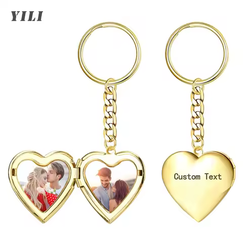 Customized Keychain with Photo Locket Keychain Personalized Holds Text Pictures Locket Pendant Keych