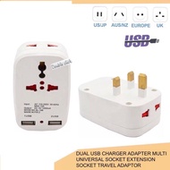 2 Dual USB Charger adapter 13Amp Multi Universal Socket Extension Socket Travel Adaptor UK 3 Pin Plug