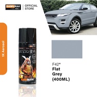 Samurai Spray Paint Flat Colours F42 Flat Grey Matte 400ml Aerosol Cat Motor &amp; Kereta Spray Tin