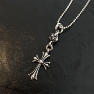 3CP6 Chro * CH s925 Sterling Silver Necklace Cross Pearl Necklace Retro Hip-Hop Men Women Couples Pe