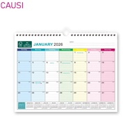 CAUSI English Calendar, Jan. 2026 - June. 2027 Holidays Marked Wall Calendar, Colorful with Hook Thi