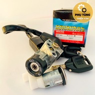 Ổ Khóa Chống Trộm Honda Wave Nhỏ 8 Cạnh (1 Set Khóa Điện + Khóa Yên)