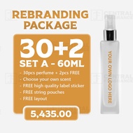60ML PERFUME REBRANDING PACKAGE 30 + 2 FREE / OIL BASED (PERSONALIZED & CUSTOMIZED)