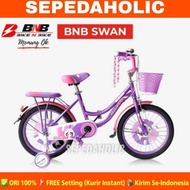 Sepeda Anak Perempuan Bnb Swan Ukuran 16 &amp; 18 Inch Keranjang