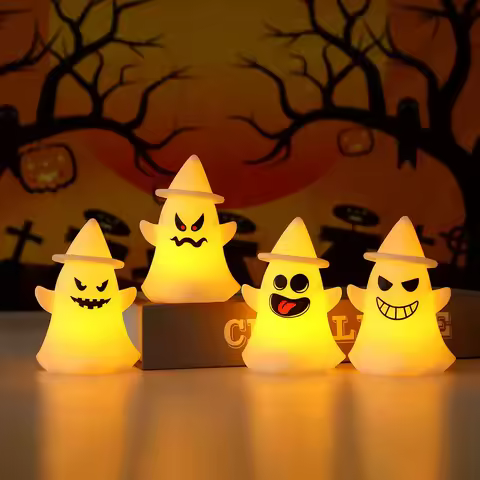 Halloween Mini Pumpkin Lantern Decorations Halloween Trick-or-treat Ghost Ornaments Glowing Toys Par
