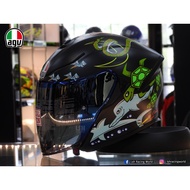 AGV ROSSI WHITE ZOO K-5 Jet Helmet- Matt Black Version (Color Visor not included)