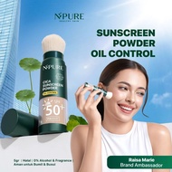 NPURE Sunscreen Powder Cica | Beat the Sun Powder | Sunscreen Bedak & Brush