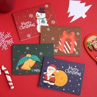 6 Pcs Cartoon Kraft Merry Christmas Series Greeting Cards with Envelope Foldable DIY Gift Cards