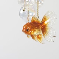 橘色泰獅金魚可愛靈動耳環耳夾 獨立設計 小動物創意飾品交換禮物