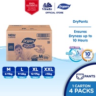 Drypers DryPantz Baby Diapers M58/ L48/ XL42/ XXL36 (4 Packs)