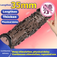Big Penis Cover Extender Male Cock Enlargement Sexy Dick Reusable Sexuality Silicone Condom Funny Ad
