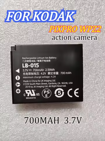 700MAH 3.7V Long Lasting Battery LB-015 Suitable for Kodak PIXPRO WPZ2 Sports Camera Battery LB-015
