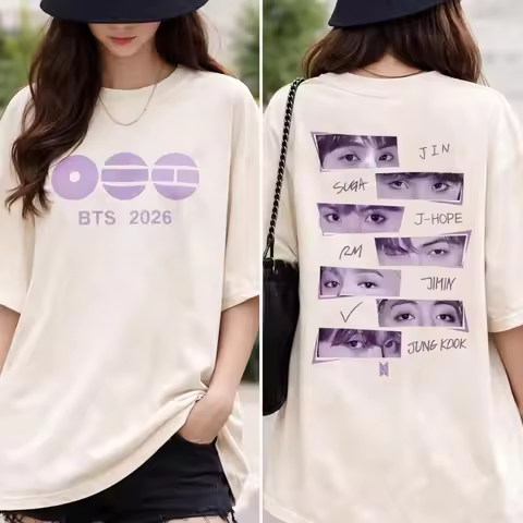 2026 Summer BTS Arirang Graphic T-shirt Men and Women Cotton T Shirt Fashion High Quality Short Slee