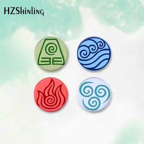 2023 New Round Avatar The Last Airbender Elements Button Badge Brooch For Clothes Backpack Decoratio