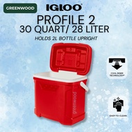 IGLOO PROFILE II 30 QT Cooler Box Ice Chest 41 Cans 28.4L Made in USA Fishing Boat GREENWOOD