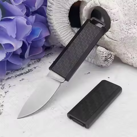 Everyday Portable Mini Pocket Knife 8Cr13MoV Steel Blade Nylon Fiber Handle Includes Sheath Outdoor 