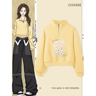 sweatshirt woman half zipper sweatshirt Short Sweatshirt - Half Zipper Top | Creamy Yellow | Women's